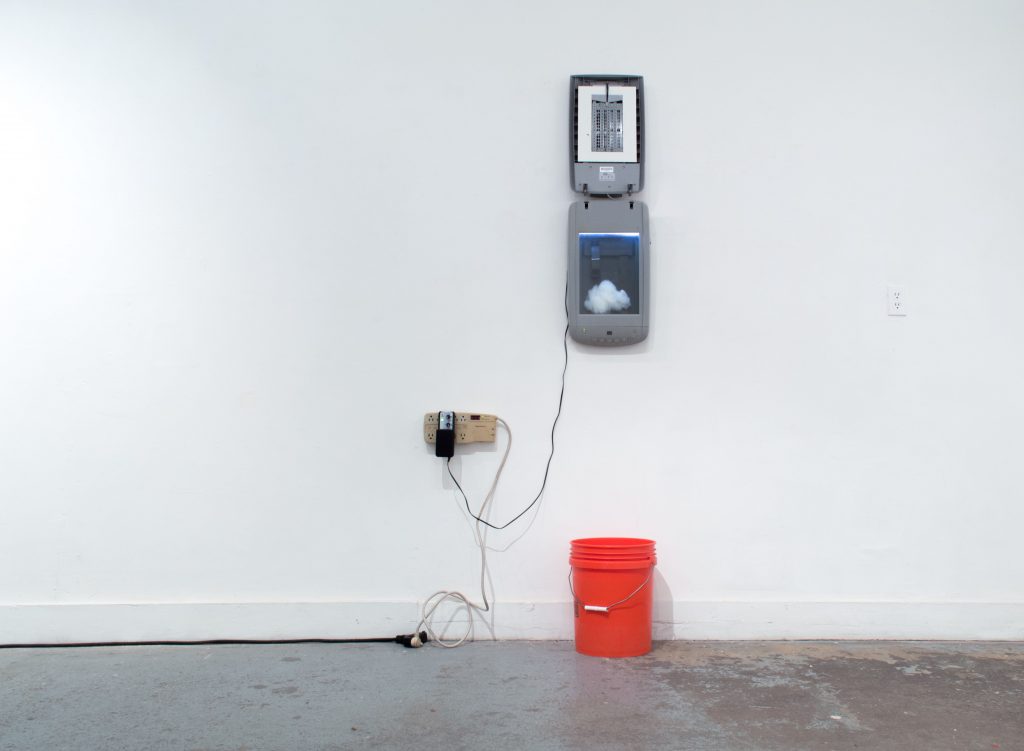 Empire of Lightning, 2016 scanner, synthetic cotton, repeat cycle timer, 5-gallon bucket, saltwater 70” x 40” x 12”